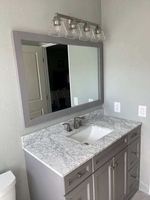 Modern quartz bathroom countertops installation in Sacramento, CA